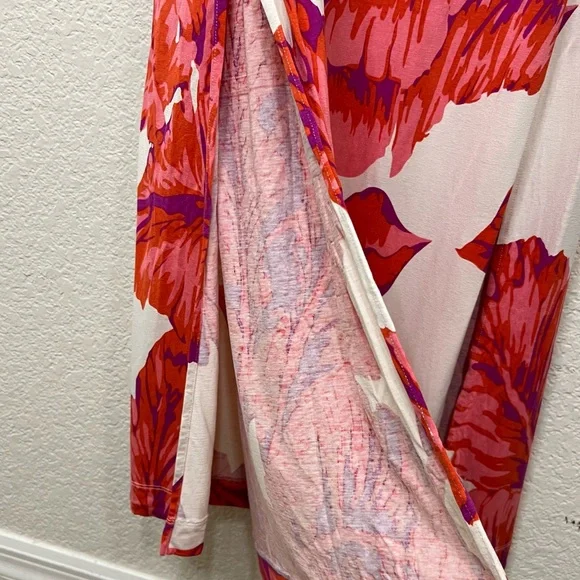 Banana Republic Milly Collection Chili Red Banana Leaf Silk Jersey Maxi Dress S - Picture 10 of 13